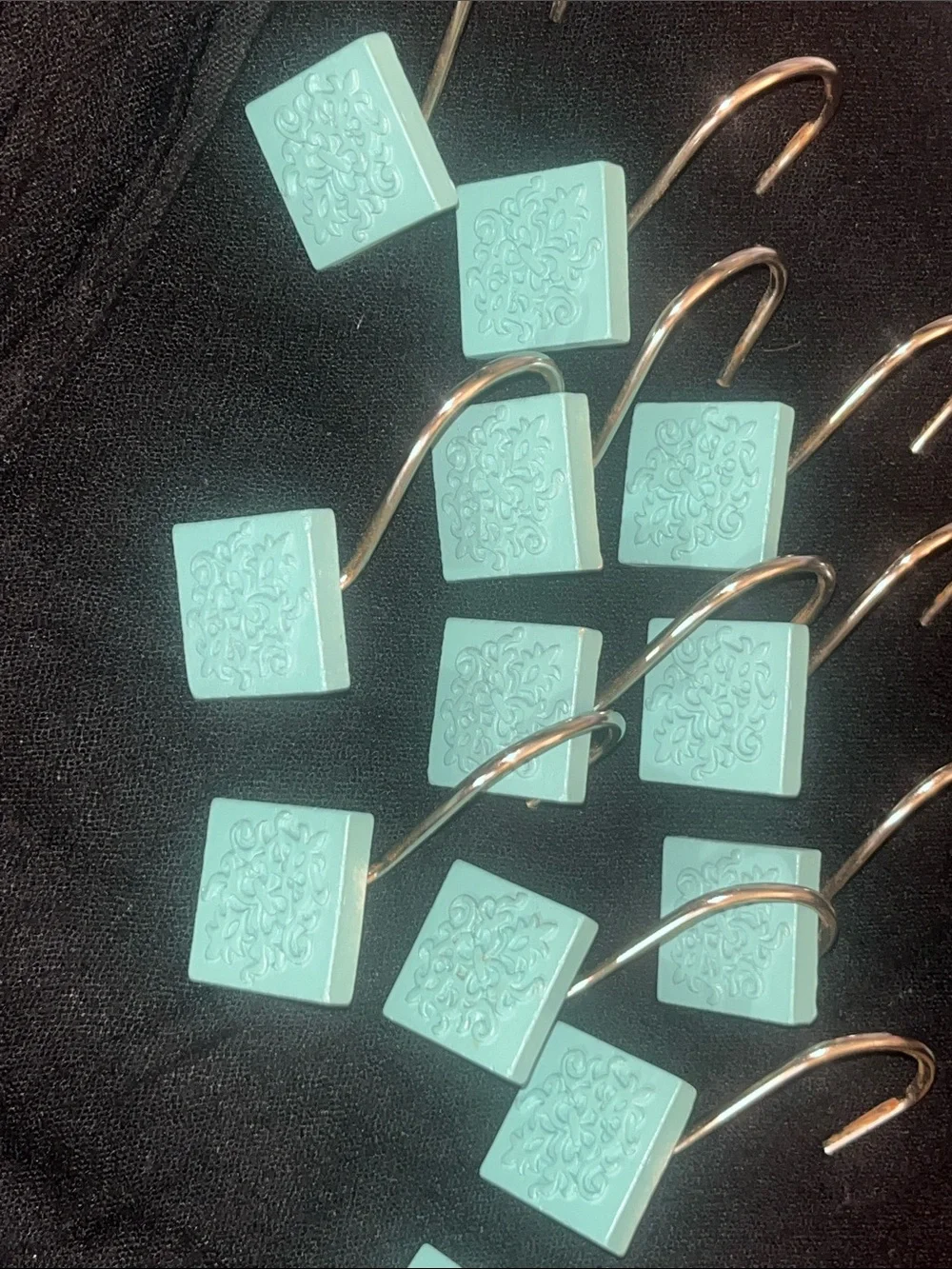Mint Green Decorative Shower Curtain Hooks - Set of 12 #223